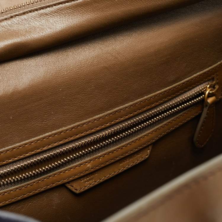 Pre Owned Celine Tricolor Leather and Suede Mini Luggage Tote 