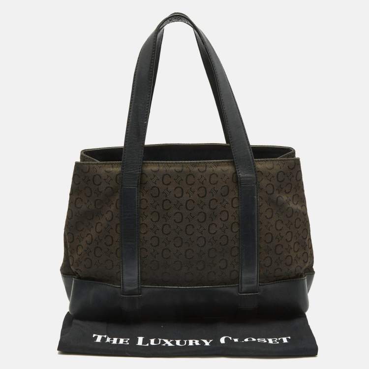 Pre Owned Celine Black C Macadam Canvas and Leather Tote