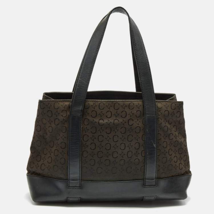 Pre Owned Celine Black C Macadam Canvas and Leather Tote