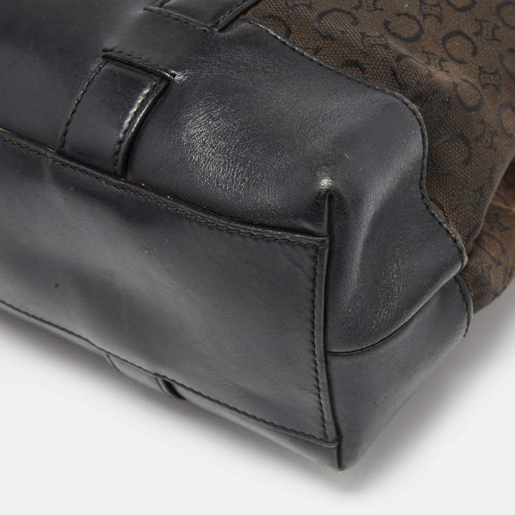 Pre Owned Celine Black C Macadam Canvas and Leather Tote