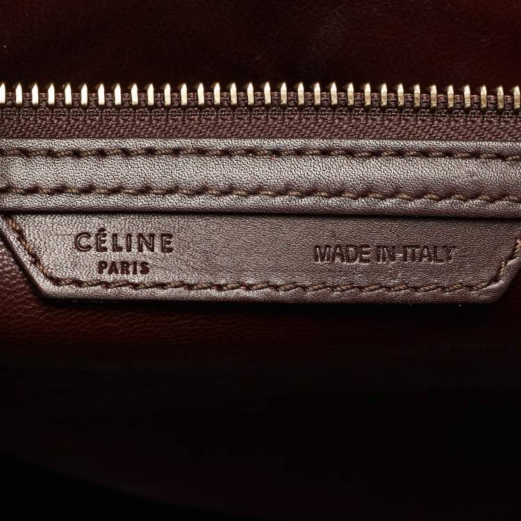 Pre Owned Celine Khaki Green/Brown Canvas and Leather Mini Luggage Tote