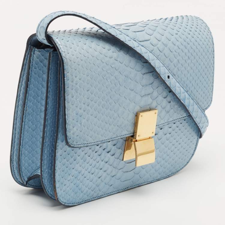 Pre Owned Celine Blue Python Medium Classic Box Bag