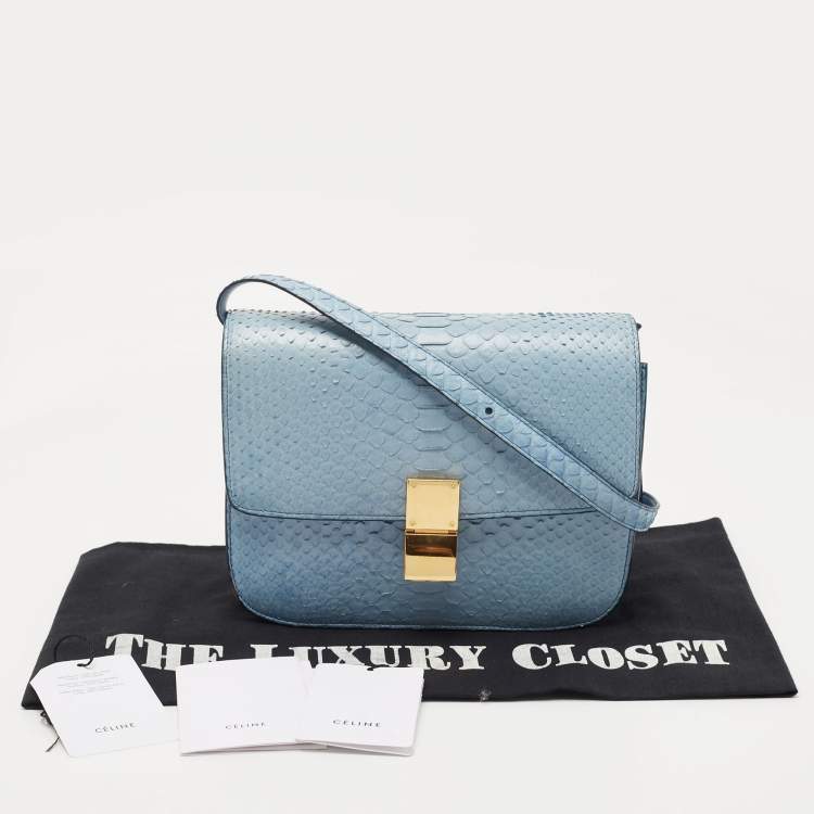 Pre Owned Celine Blue Python Medium Classic Box Bag