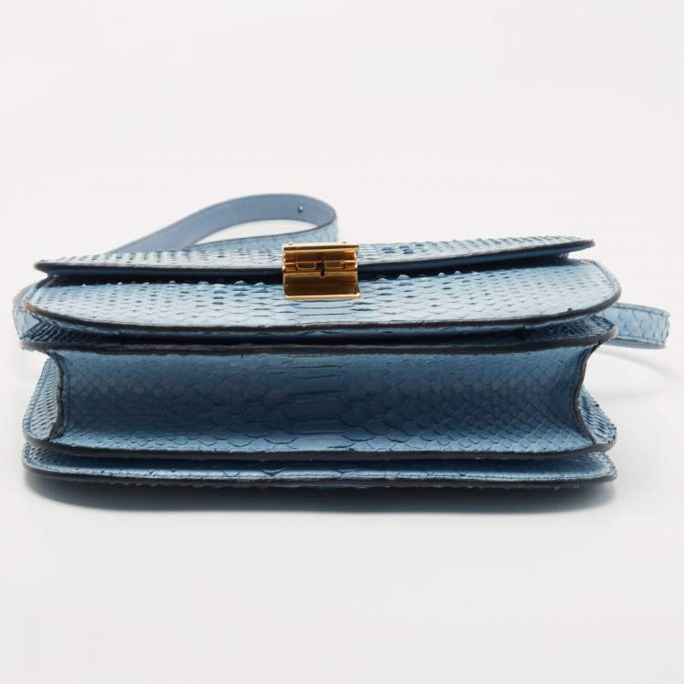 Pre Owned Celine Blue Python Medium Classic Box Bag