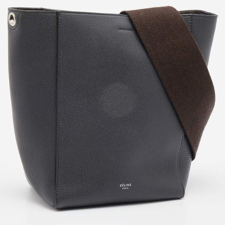Pre Owned Celine Dark Grey Leather Small Sangle Shoulder Bag