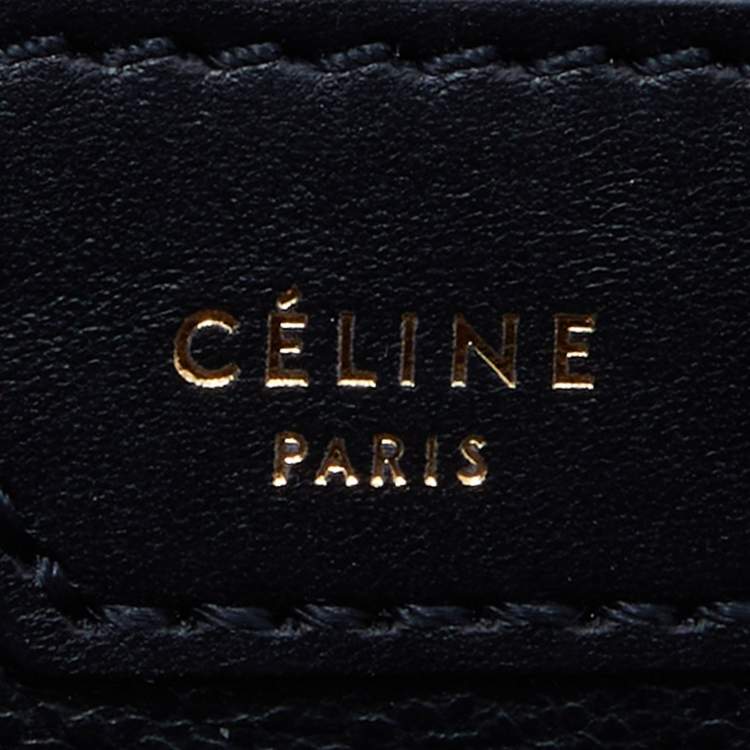 Pre Owned Celine Black Croc Embossed Leather and Suede Medium Trapeze Top Handle Bag