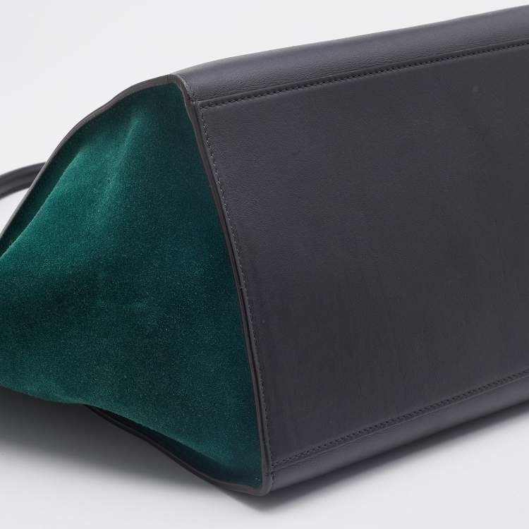 Pre Owned Celine Multicolor Leather and Suede Large Trapeze Top Handle Bag
