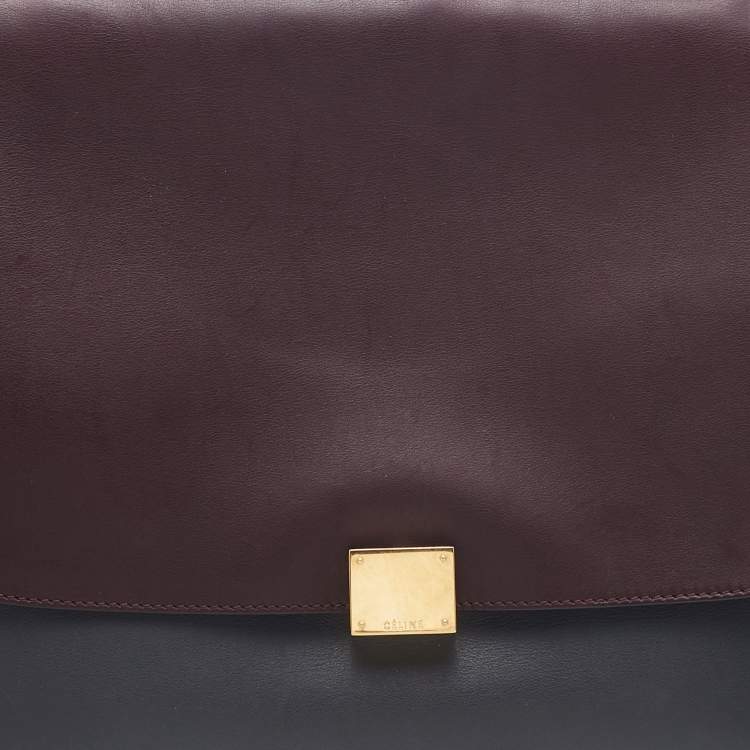 Pre Owned Celine Multicolor Leather and Suede Large Trapeze Top Handle Bag