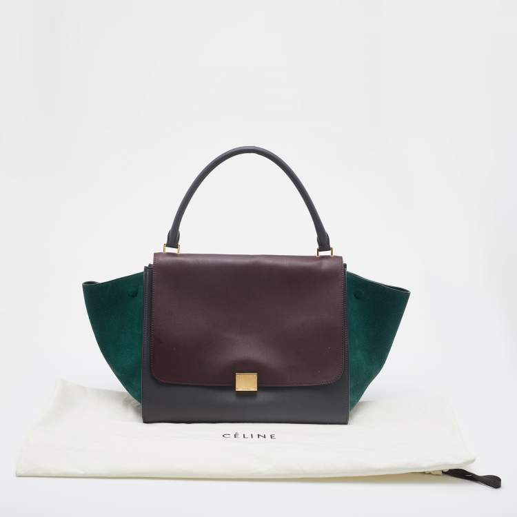 Pre Owned Celine Multicolor Leather and Suede Large Trapeze Top Handle Bag
