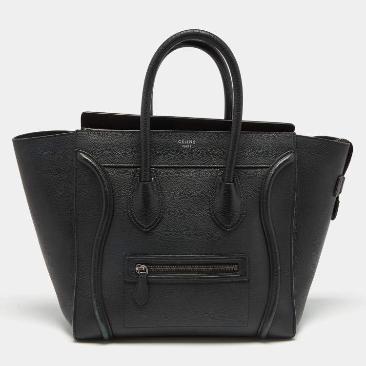 Pre Owned Celine Black Leather Mini Luggage Tote