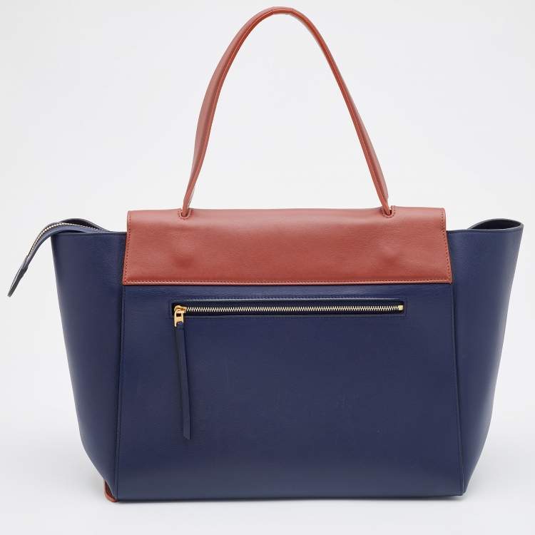 Pre Owned Celine Navy Blue Leather Mini Belt Top Handle Bag