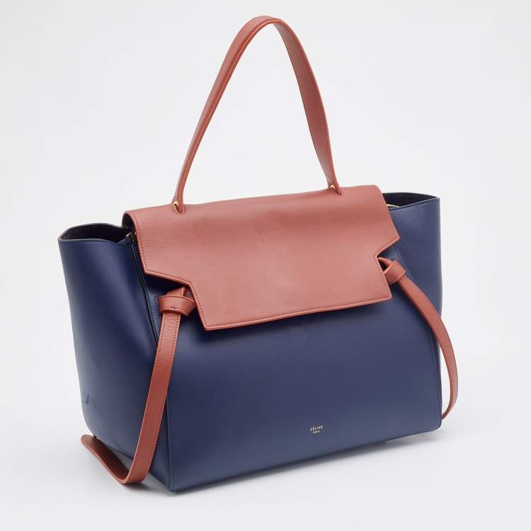 Pre Owned Celine Navy Blue Leather Mini Belt Top Handle Bag