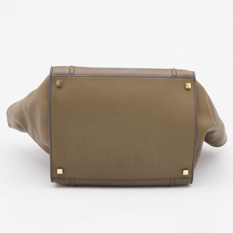 Pre Owned Celine Olive Brown Leather Medium Luggage Phantom Tote