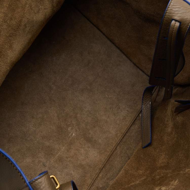 Pre Owned Celine Olive Brown Leather Medium Luggage Phantom Tote