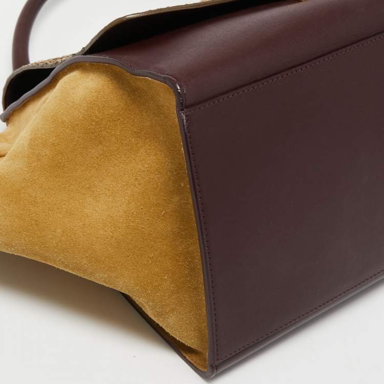 Pre Owned Celine Multicolor Python,Leather and Suede Medium Trapeze Bag
