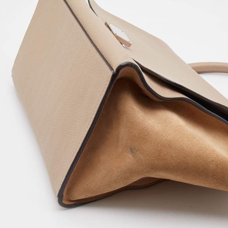 Pre Owned Celine Sand Brown Leather and Suede Medium Trapeze Top Handle Bag