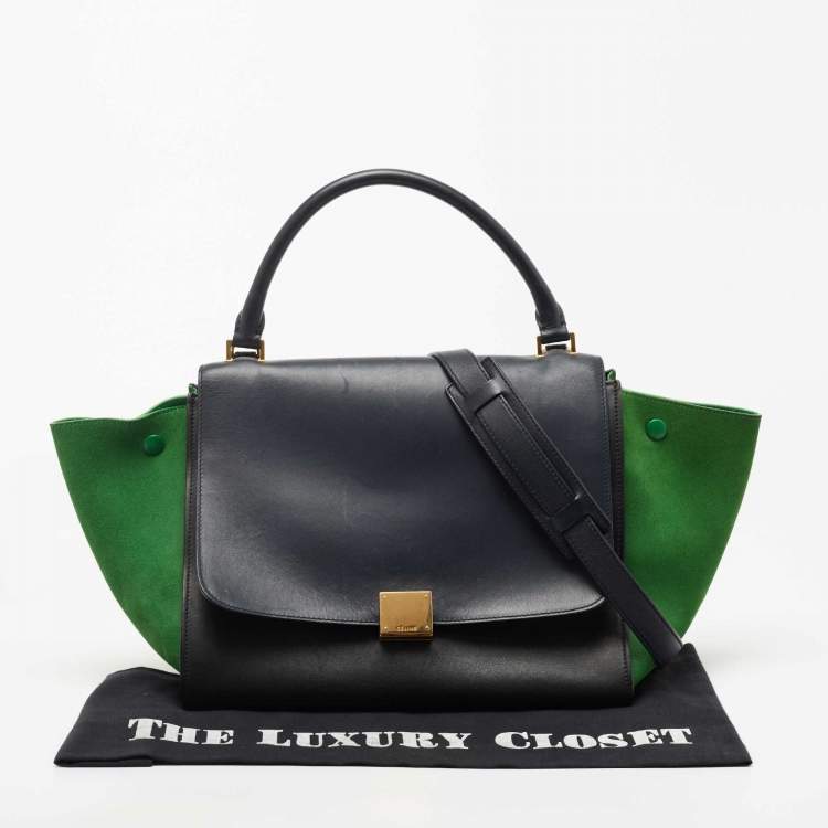 Pre Owned Celine Tricolor Leather and Suede Medium Trapeze Top Handle Bag