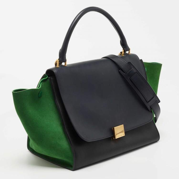 Pre Owned Celine Tricolor Leather and Suede Medium Trapeze Top Handle Bag