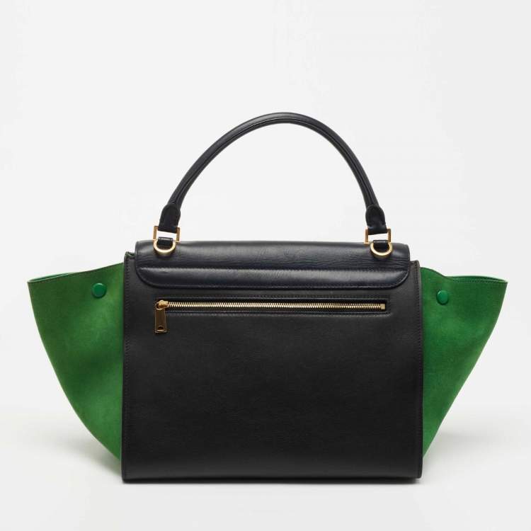 Pre Owned Celine Tricolor Leather and Suede Medium Trapeze Top Handle Bag