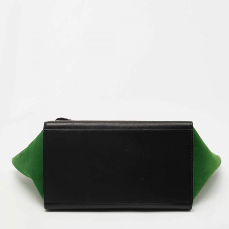 Pre Owned Celine Tricolor Leather and Suede Medium Trapeze Top Handle Bag