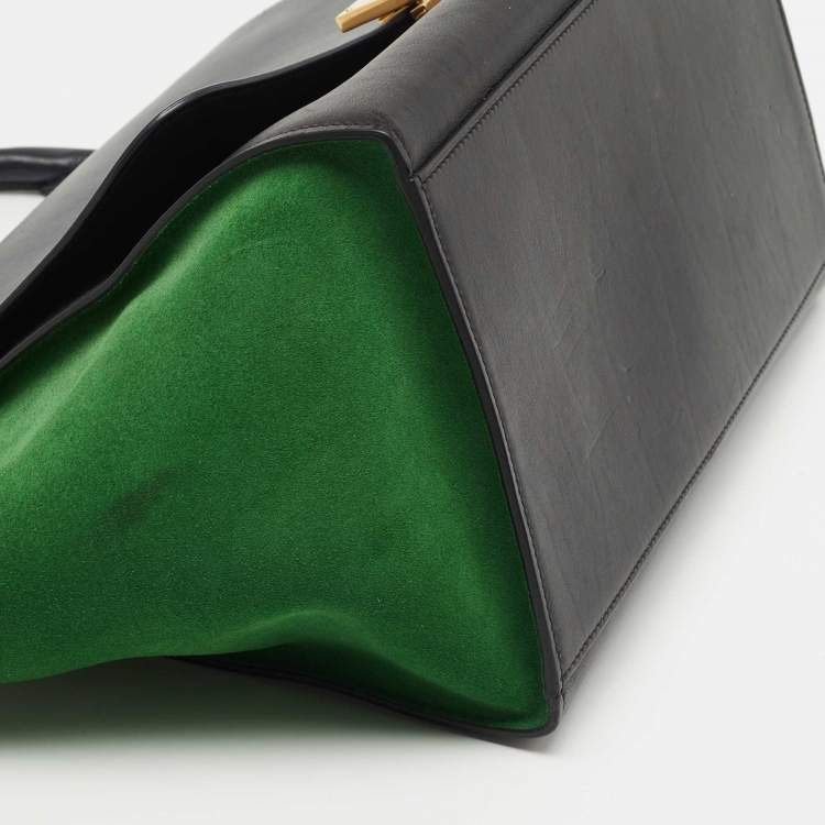 Pre Owned Celine Tricolor Leather and Suede Medium Trapeze Top Handle Bag