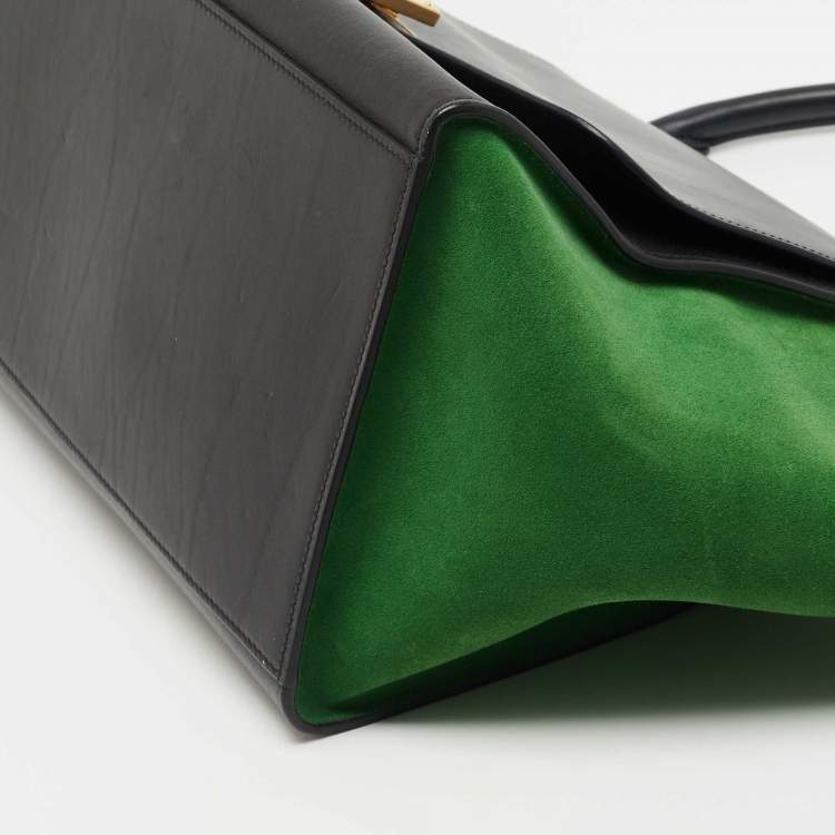 Pre Owned Celine Tricolor Leather and Suede Medium Trapeze Top Handle Bag