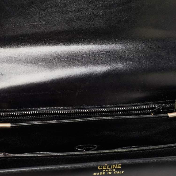 Pre Owned Celine Black Leather Horse Carriage Logo Shoulder Bag