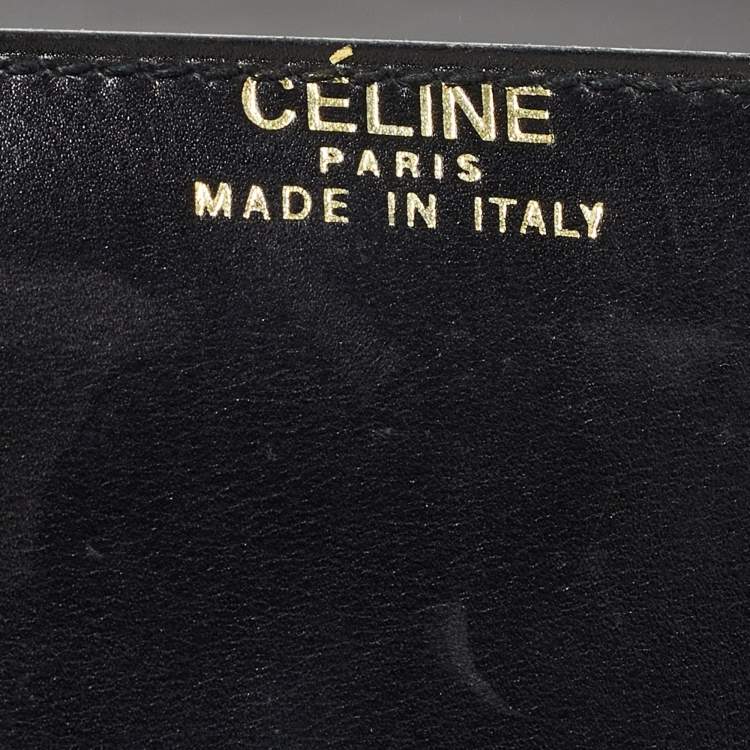 Pre Owned Celine Black Leather Horse Carriage Logo Shoulder Bag