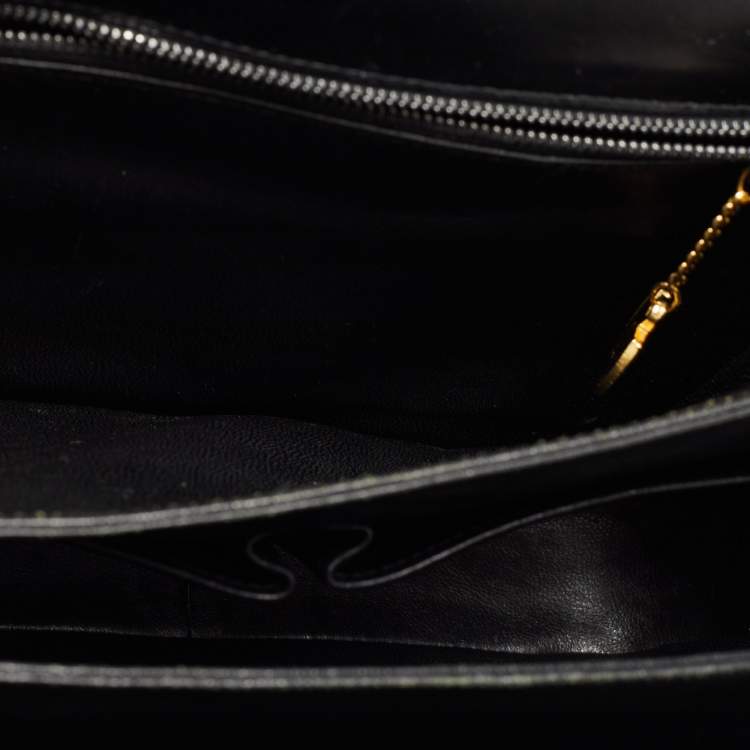 Pre Owned Celine Black Leather Horse Carriage Logo Shoulder Bag