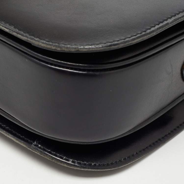 Pre Owned Celine Black Leather Horse Carriage Logo Shoulder Bag
