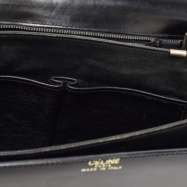 Pre Owned Celine Black Leather Horse Carriage Logo Shoulder Bag
