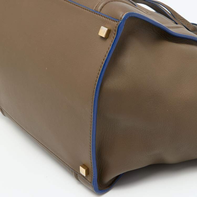 Pre Owned Celine Olive Brown Leather Medium Phantom Luggage Tote