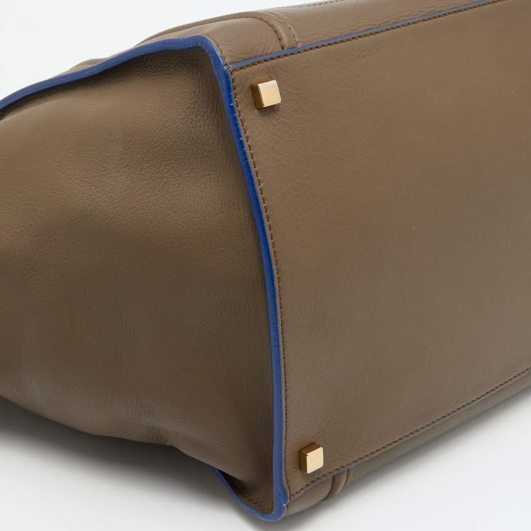 Pre Owned Celine Olive Brown Leather Medium Phantom Luggage Tote