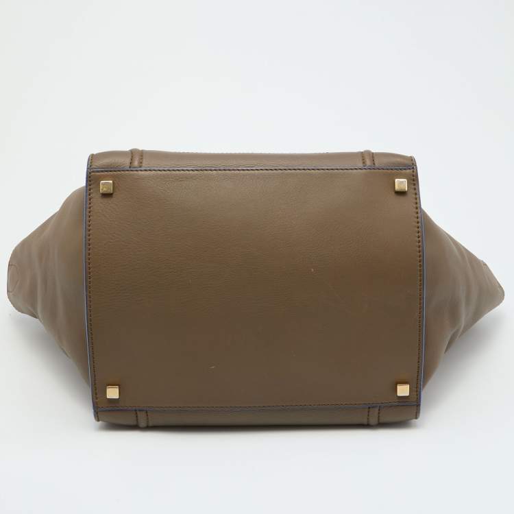 Pre Owned Celine Olive Brown Leather Medium Phantom Luggage Tote