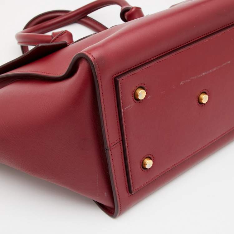 Pre Owned Celine Dark Red Leather Small Tie Tote