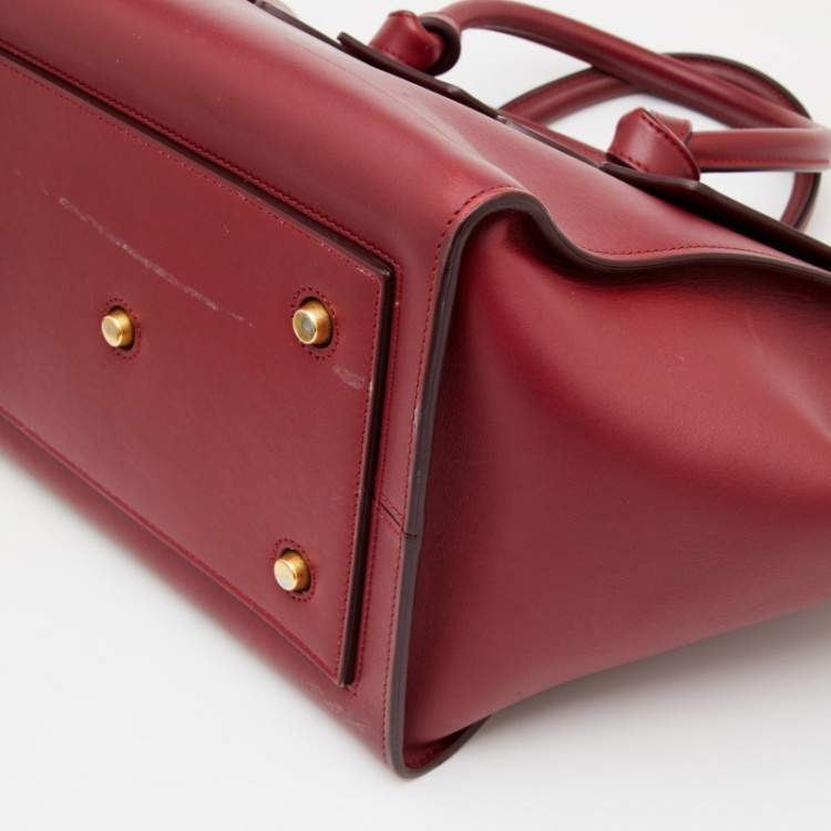 Pre Owned Celine Dark Red Leather Small Tie Tote