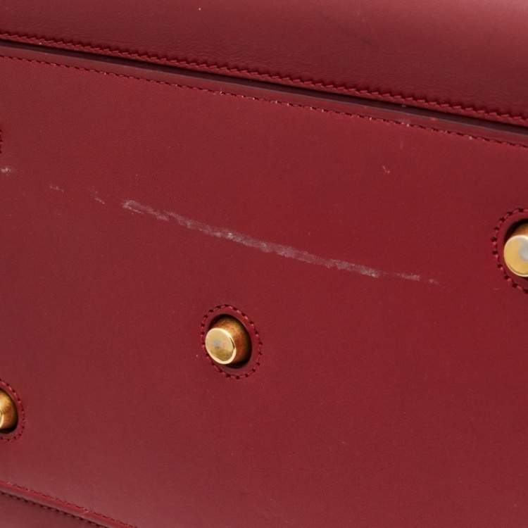 Pre Owned Celine Dark Red Leather Small Tie Tote