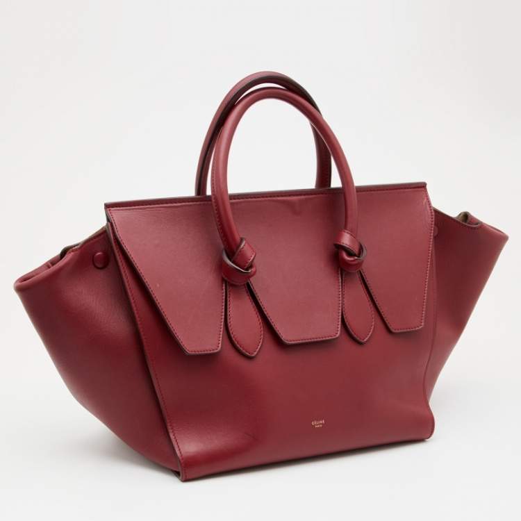 Pre Owned Celine Dark Red Leather Small Tie Tote