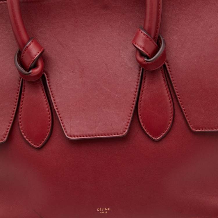 Pre Owned Celine Dark Red Leather Small Tie Tote