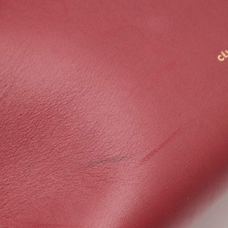 Pre Owned Celine Dark Red Leather Small Tie Tote