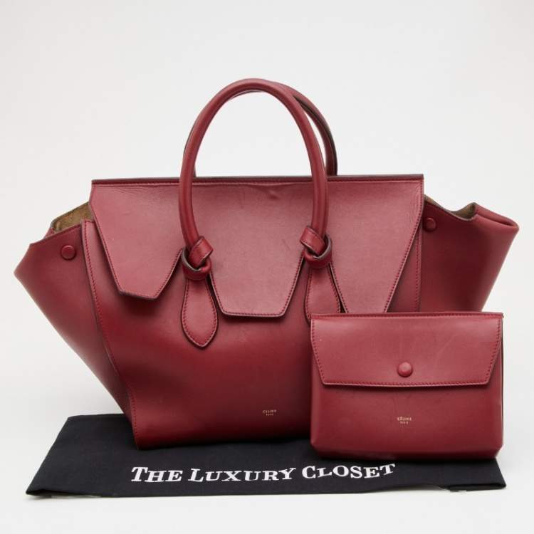 Pre Owned Celine Dark Red Leather Small Tie Tote