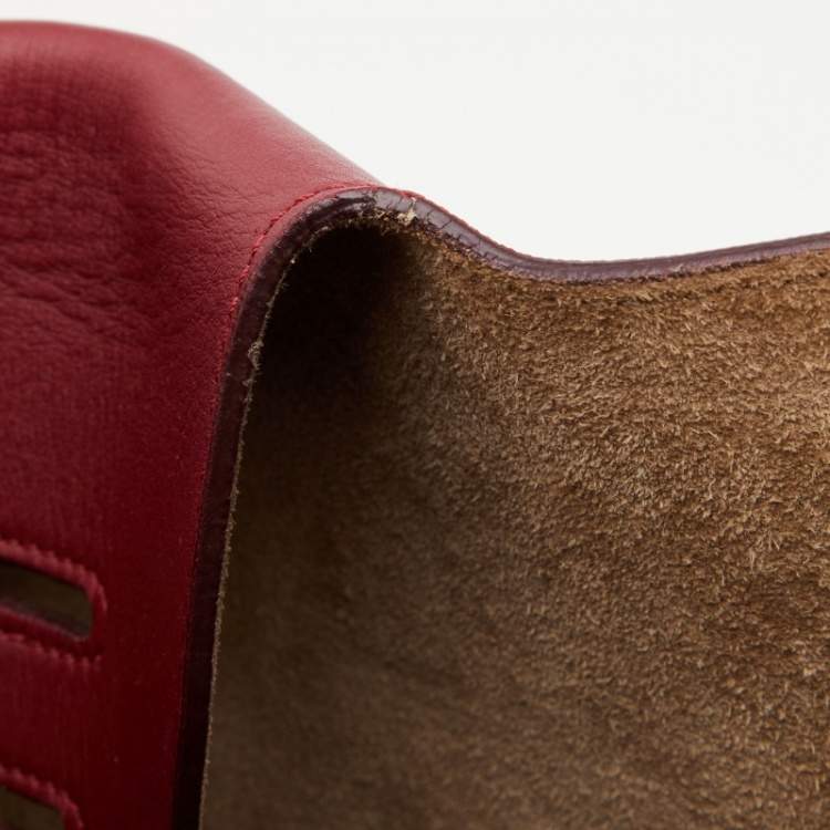 Pre Owned Celine Dark Red Leather Small Tie Tote