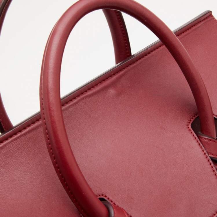 Pre Owned Celine Dark Red Leather Small Tie Tote
