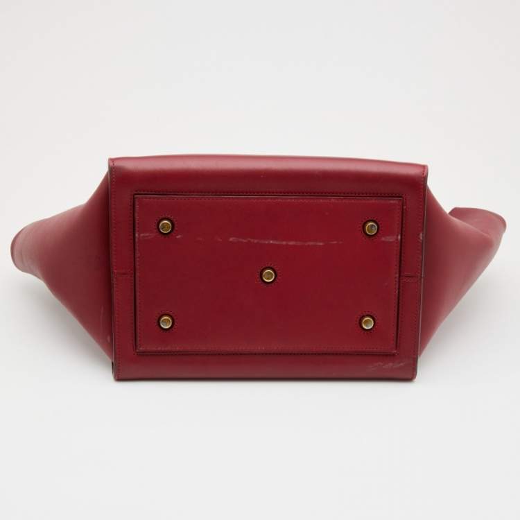 Pre Owned Celine Dark Red Leather Small Tie Tote