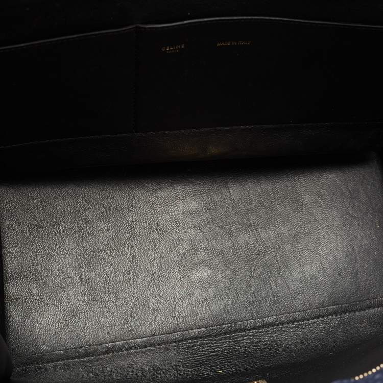 Pre Owned Celine Blue/Black Python and Suede Medium Trapeze Tote