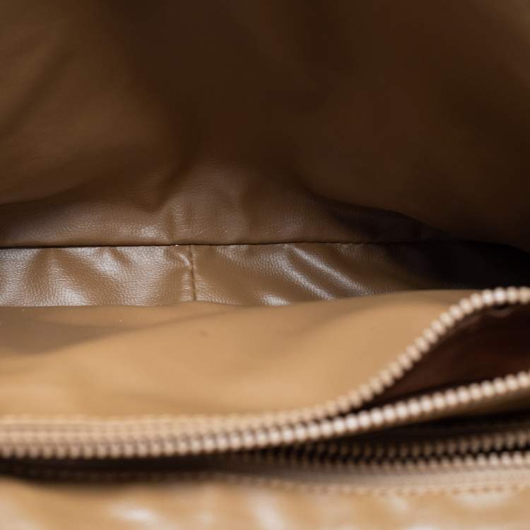 Pre Owned Celine Tan/Beige Macadam Coated Canvas and Leather Satchel