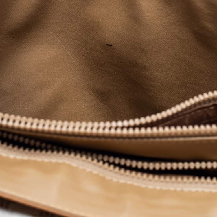 Pre Owned Celine Tan/Beige Macadam Coated Canvas and Leather Satchel