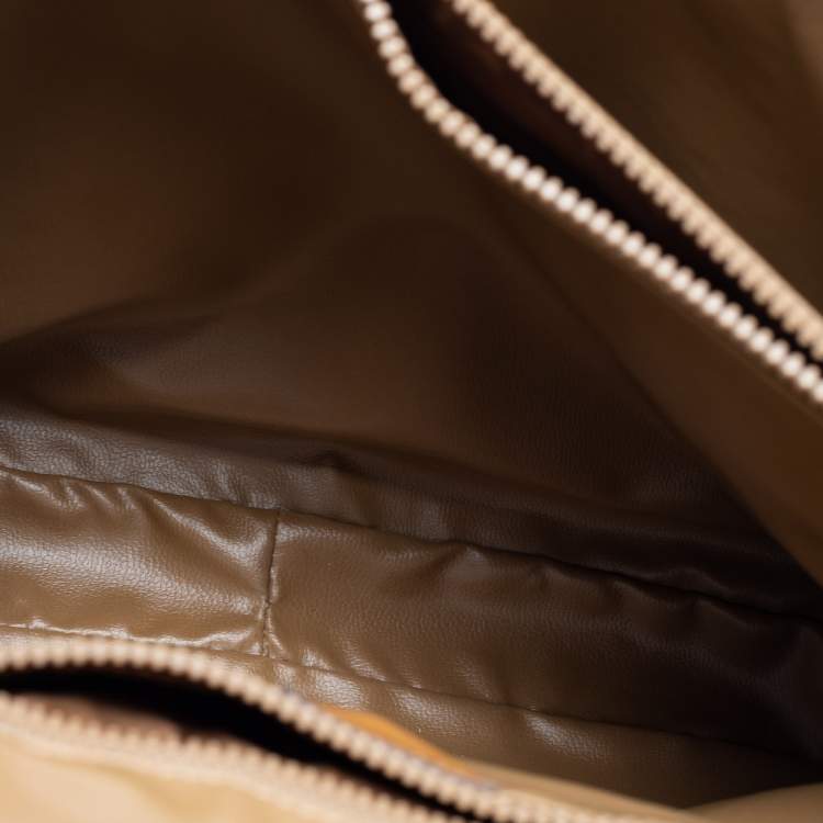 Pre Owned Celine Tan/Beige Macadam Coated Canvas and Leather Satchel