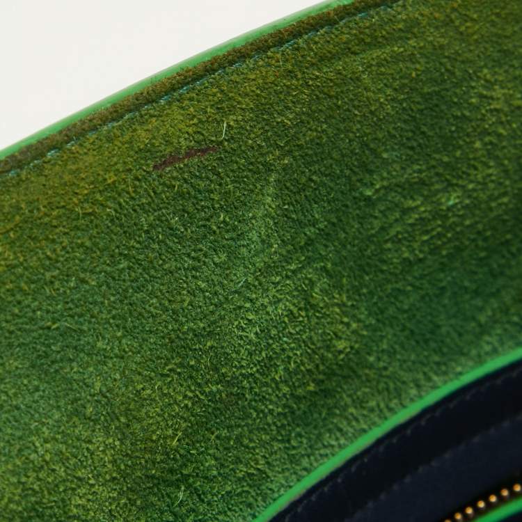 Pre Owned Céline Navy Blue/Green Leather Medium Phantom Luggage Tote