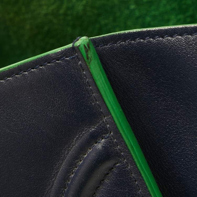 Pre Owned Céline Navy Blue/Green Leather Medium Phantom Luggage Tote